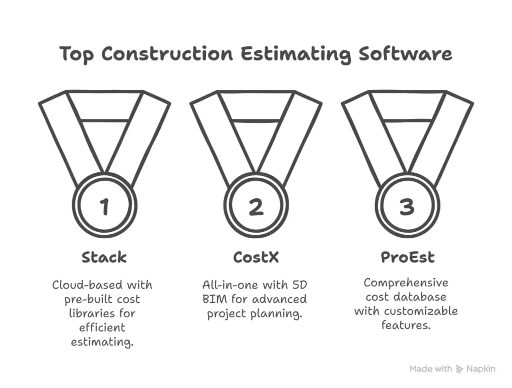 Infographics containing best 3 estimation softwares