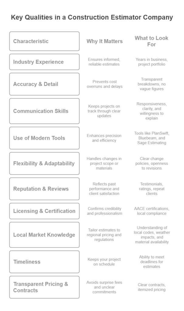 The Top Qualities To Look For In A Construction Estimator Company